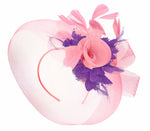 Caprilite Baby Pink and Cadbury on Headband Veil UK Wedding Ascot Races Hatinator