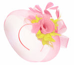 Caprilite Baby Pink and Yellow on Headband Veil UK Wedding Ascot Races Hatinator