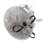 Caprilite Big Saucer Sinamay Silver Grey & Black Mixed Colour Fascinator On Headband