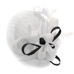 Caprilite Big Saucer Sinamay White & Black Mixed Colour Fascinator On Headband