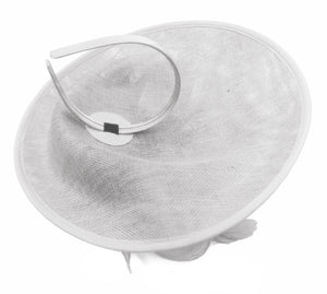 Caprilite Big Saucer Sinamay White & Silver Grey Mixed Colour Fascinator On Headband