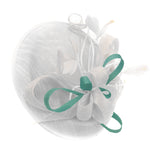 Caprilite Big Saucer Sinamay White & Light Turquoise Mixed Colour Fascinator On Headband