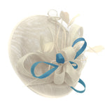 Caprilite Big Saucer Sinamay Cream Ivory & Light Blue Mixed Colour Fascinator On Headband