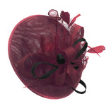 Caprilite Big Saucer Sinamay Burgundy & Black Mixed Colour Fascinator On Headband