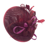 Caprilite Big Saucer Sinamay Burgundy & Plum Mixed Colour Fascinator On Headband