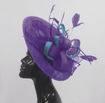 Caprilite Big Saucer Sinamay Lavender Purple & Light Blue Mixed Colour Fascinator On Headband