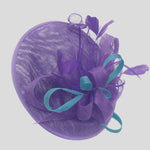 Caprilite Big Saucer Sinamay Lavender Purple & Light Blue Mixed Colour Fascinator On Headband