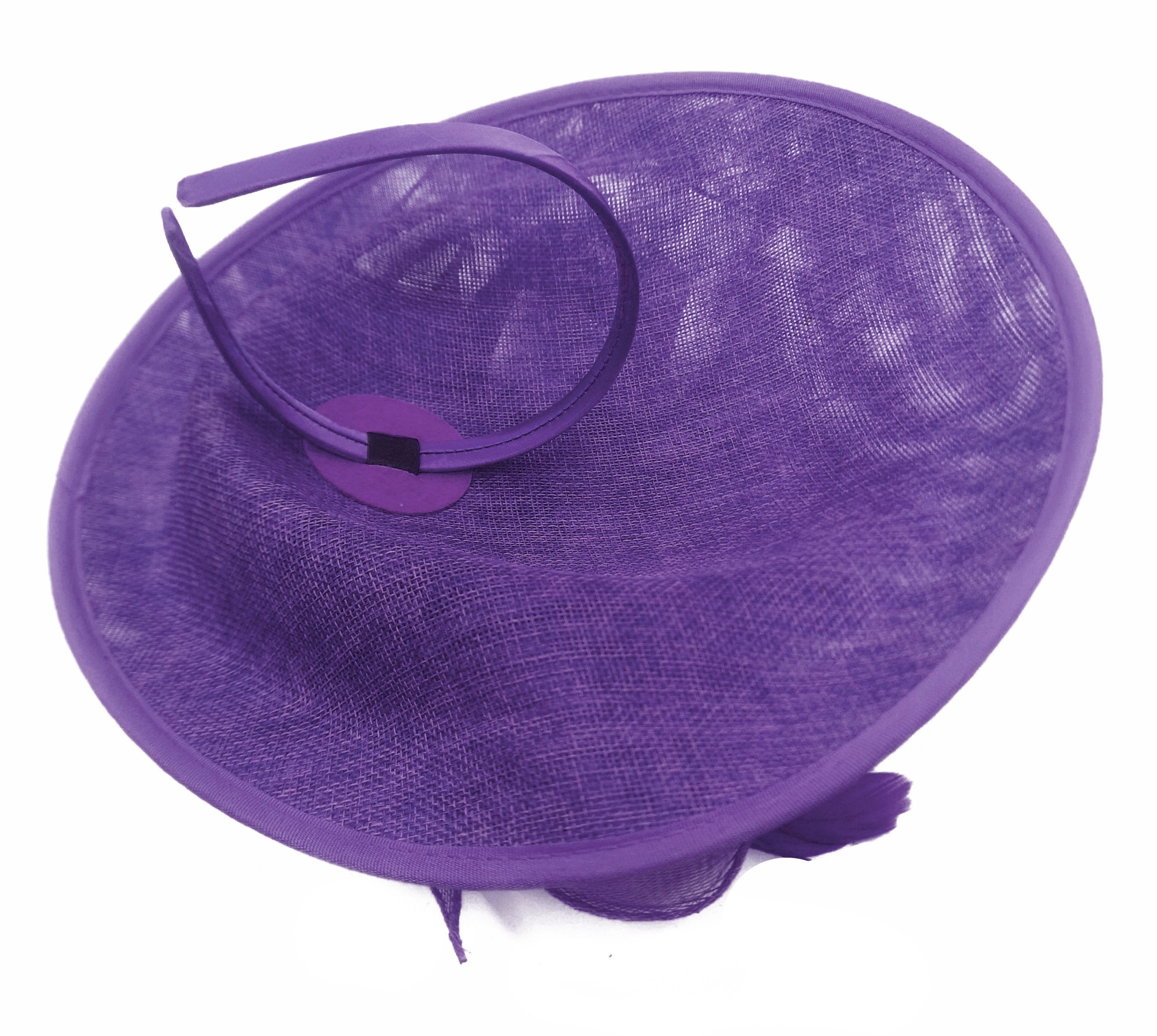 Caprilite Big Saucer Sinamay Lavender Purple & Cadbury Mixed Colour Fascinator On Headband