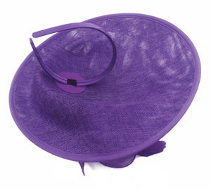 Caprilite Big Saucer Sinamay Lavender Purple & Fuchsia Hot pink Mixed Colour Fascinator On Headband