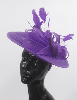 Caprilite Big Saucer Sinamay Lavender Purple & Dark Purple Mixed Colour Fascinator On Headband