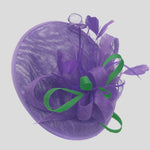 Caprilite Big Saucer Sinamay Lavender Purple & Green Mixed Colour Fascinator On Headband