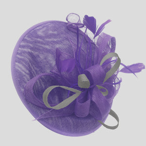 Caprilite Big Saucer Sinamay Lavender Purple & Grey Silver Mixed Colour Fascinator On Headband