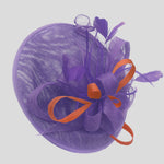 Caprilite Big Saucer Sinamay Lavender Purple & Orange Mixed Colour Fascinator On Headband