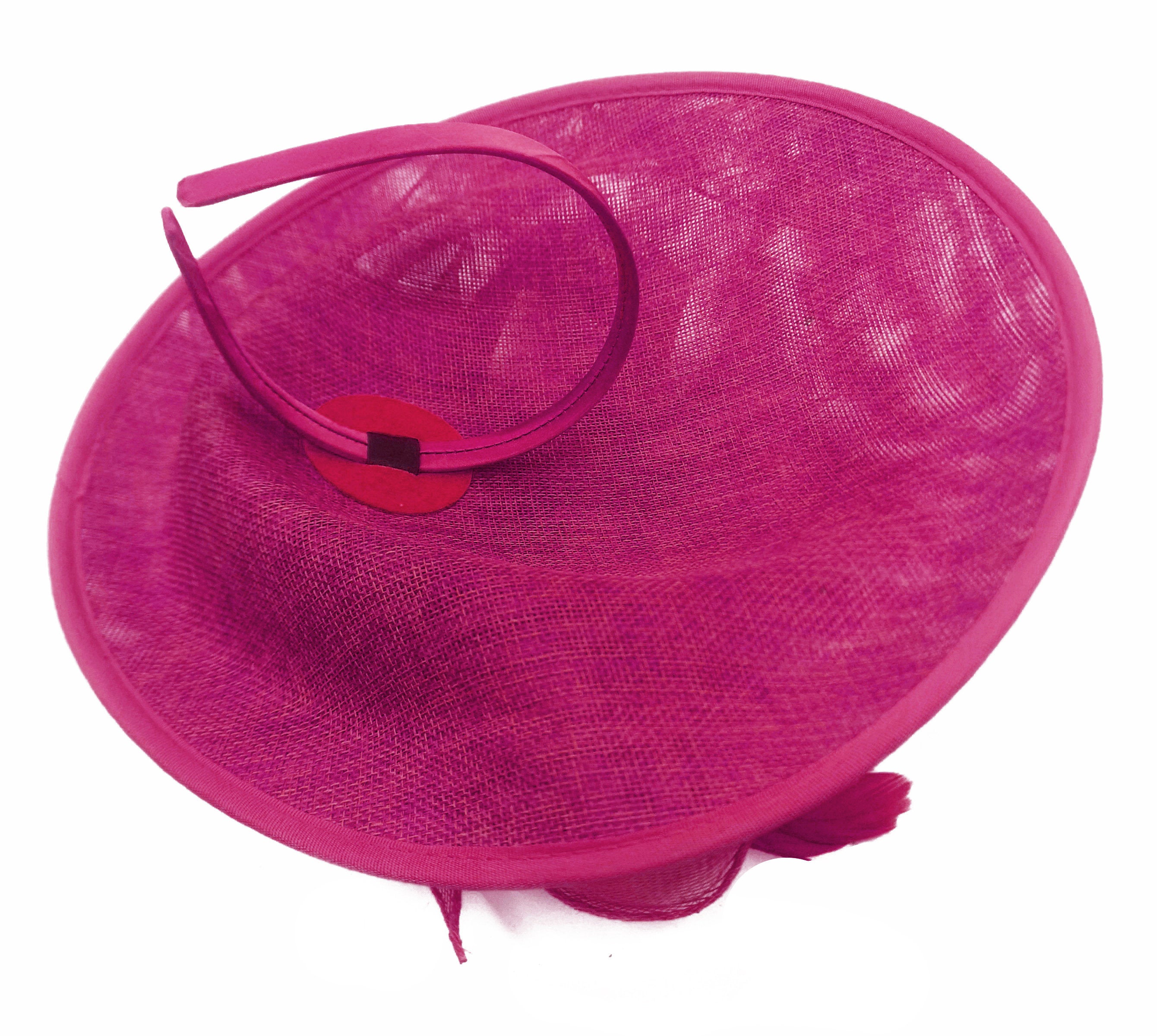 Caprilite Big Saucer Sinamay Fuchsia Hot Pink & Burgundy Mixed Colour Fascinator On Headband