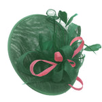 Caprilite Big Saucer Sinamay Green & Baby Pink Mixed Colour Fascinator On Headband