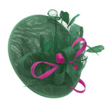 Caprilite Big Saucer Sinamay Green & Fuchsia Hot Pink Mixed Colour Fascinator On Headband