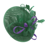 Caprilite Big Saucer Sinamay Green & Lavender Purple Mixed Colour Fascinator On Headband