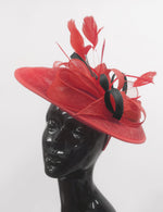 Caprilite Big Saucer Sinamay Red & Black Mixed Colour Fascinator On Headband