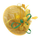 Caprilite Big Saucer Sinamay Yellow & Green Mixed Colour Fascinator On Headband