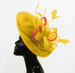 Caprilite Big Saucer Sinamay Yellow & Orange Mixed Colour Fascinator On Headband