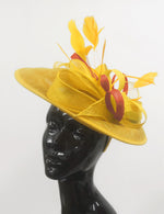 Caprilite Big Saucer Sinamay Yellow & Orange Mixed Colour Fascinator On Headband