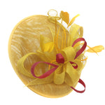 Caprilite Big Saucer Sinamay Yellow & Red Mixed Colour Fascinator On Headband