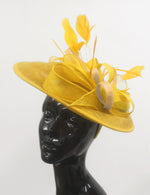 Caprilite Big Saucer Sinamay Yellow & Gold Mixed Colour Fascinator On Headband