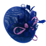 Caprilite Big Saucer Sinamay Royal Blue & Cadbury Purple Mixed Colour Fascinator On Headband