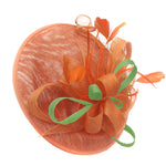 Caprilite Big Saucer Sinamay Orange & Lime Green Mixed Colour Fascinator On Headband