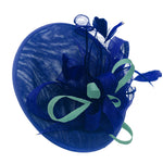 Caprilite Big Saucer Sinamay Royal Blue & Light Turquoise Mixed Colour Fascinator On Headband