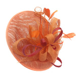 Caprilite Big Saucer Sinamay Orange & Red Mixed Colour Fascinator On Headband