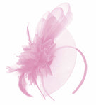 Caprilite Baby Pink Flower Veil Feathers Fascinator On Headband Wedding