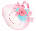 Caprilite Baby Pink and Light Aqua on Headband Veil UK Wedding Ascot Races Hatinator