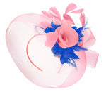 Caprilite Baby Pink and Royal Blue on Headband Veil UK Wedding Ascot Races Hatinator