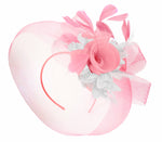 Caprilite Baby Pink and White on Headband Veil UK Wedding Ascot Races Hatinator