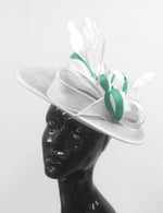 Caprilite Big Saucer Sinamay White & Light Turquoise Mixed Colour Fascinator On Headband