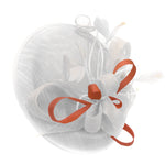 Caprilite Big Saucer Sinamay White & Orange Mixed Colour Fascinator On Headband