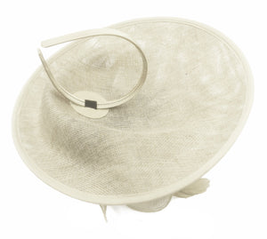 Caprilite Big Saucer Sinamay Cream Ivory & Light Blue Mixed Colour Fascinator On Headband