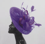 Caprilite Big Saucer Sinamay Lavender Purple & Dark Purple Mixed Colour Fascinator On Headband