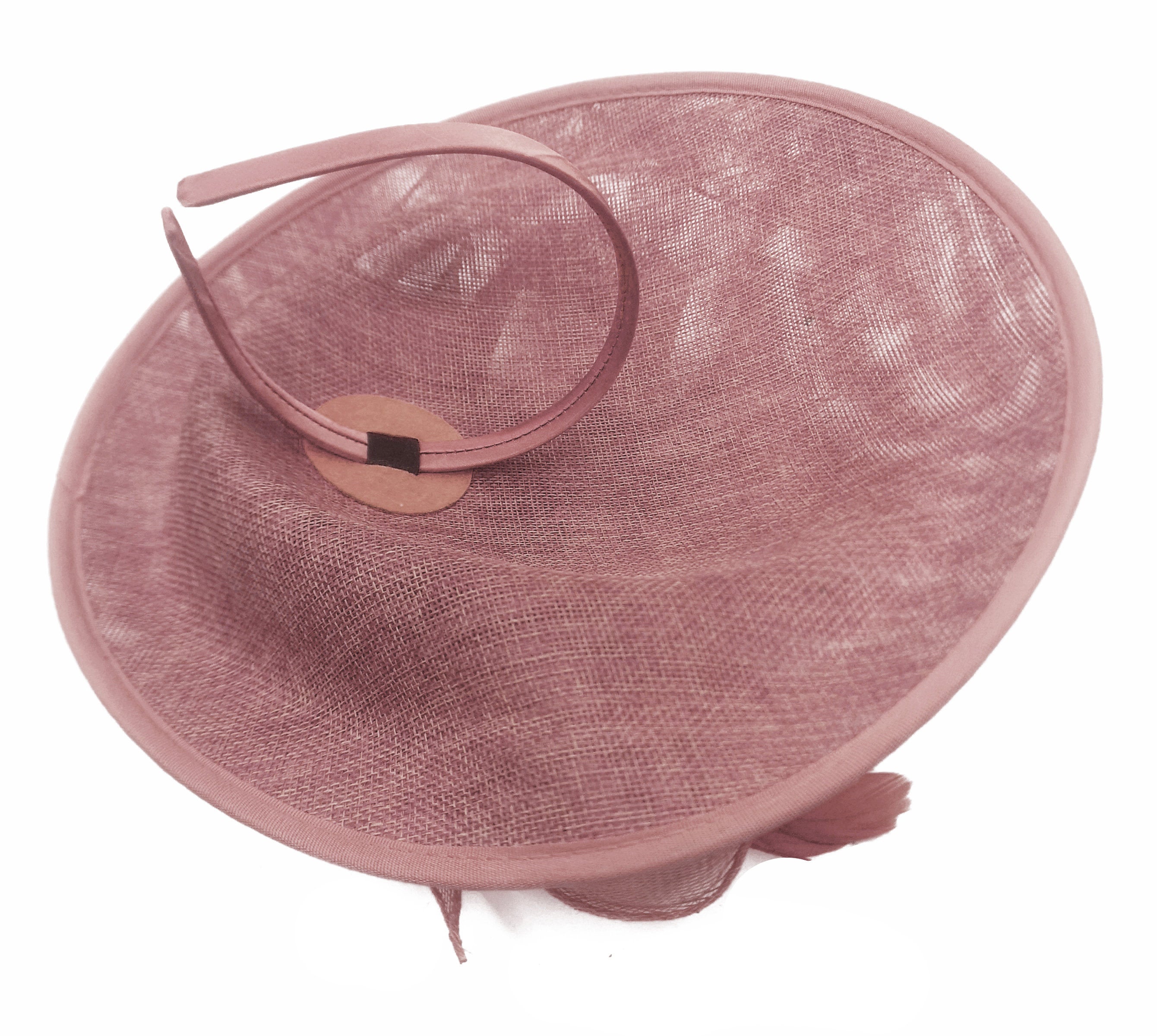 Caprilite Big Saucer Sinamay Dusty Pink & Gold Mixed Colour Fascinator On Headband