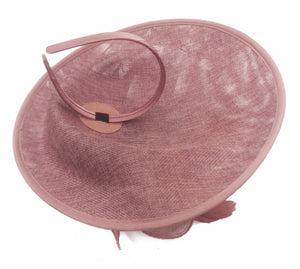 Caprilite Big Saucer Sinamay Dusty Pink & Orange Mixed Colour Fascinator On Headband