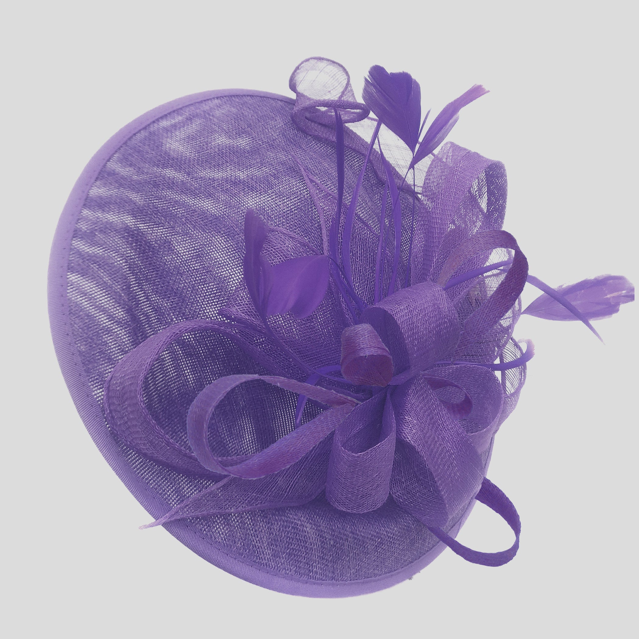 Caprilite Big Saucer Sinamay Lavender Purple Mixed Colour Fascinator On Headband