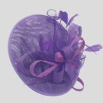 Caprilite Big Saucer Sinamay Lavender Purple & Cadbury Mixed Colour Fascinator On Headband