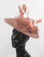 Caprilite Big Saucer Sinamay Dusty Pink & Peach Mixed Colour Fascinator On Headband