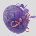 Caprilite Big Saucer Sinamay Lavender Purple & Peach Mixed Colour Fascinator On Headband