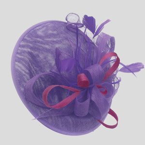 Caprilite Big Saucer Sinamay Lavender Purple & Plum Mixed Colour Fascinator On Headband