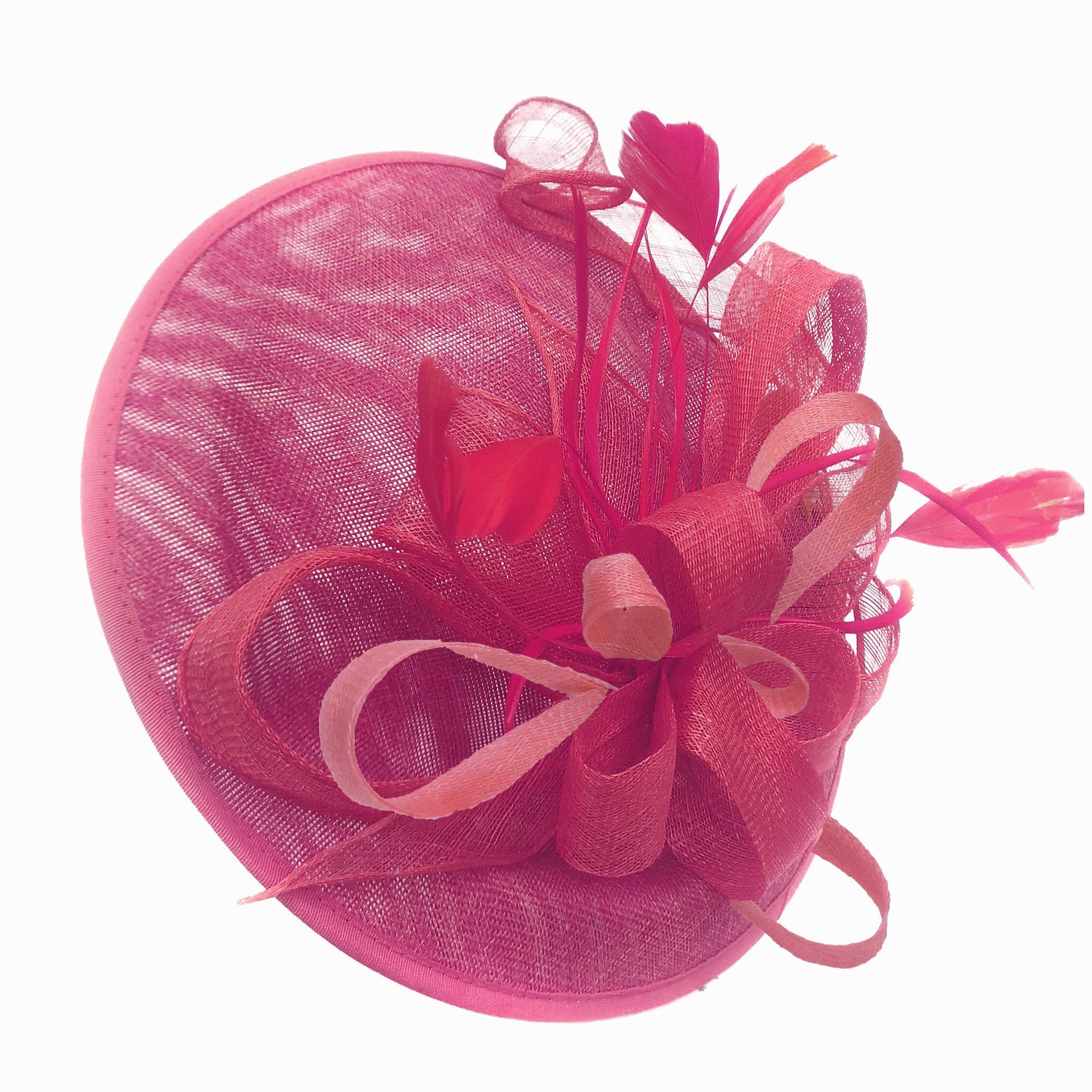 Caprilite Big Saucer Sinamay Fuchsia Hot Pink & Baby Pink Mixed Colour Fascinator On Headband