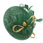 Caprilite Big Saucer Sinamay Green & Gold Mixed Colour Fascinator On Headband