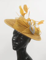 Caprilite Big Saucer Sinamay Gold Mustard & Cream Ivory Mixed Colour Fascinator On Headband