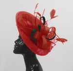 Caprilite Big Saucer Sinamay Red & Black Mixed Colour Fascinator On Headband